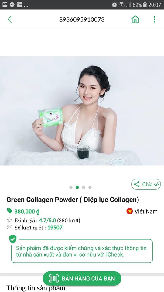 nhận biết hàng chính hãng diệp lục collagen